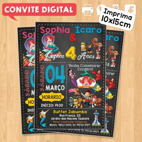 Convite Digital Aniversário para Irmãos ou Amigos Dois Temas