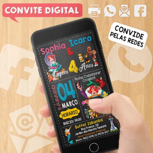 Convite Digital Aniversário para Irmãos ou Amigos Dois Temas
