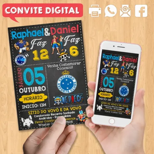 Convite Digital Aniversário para Irmãos ou Amigos Dois Temas