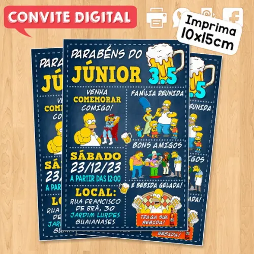 Convite Digital Aniversário Parabéns Simpsons