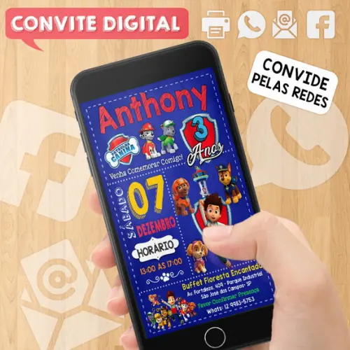 Convite Digital Aniversário Patrulha Canina