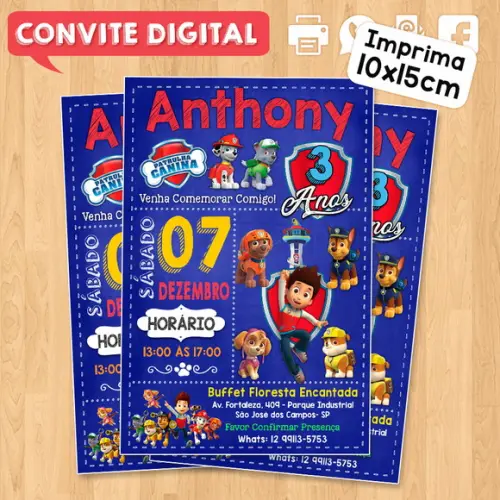 Convite Digital Aniversário Patrulha Canina