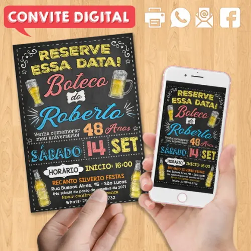 Convite Digital Aniversário Reserve Essa Data Boteco