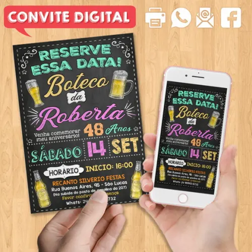 Convite Digital Aniversário Reserve Essa Data Boteco