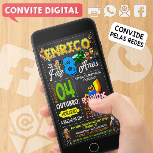 Convite Digital Aniversário Roblox