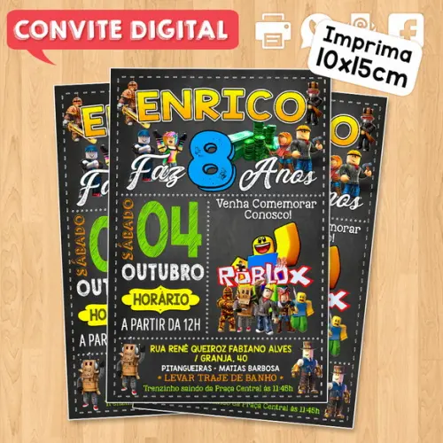 Convite Digital Aniversário Roblox