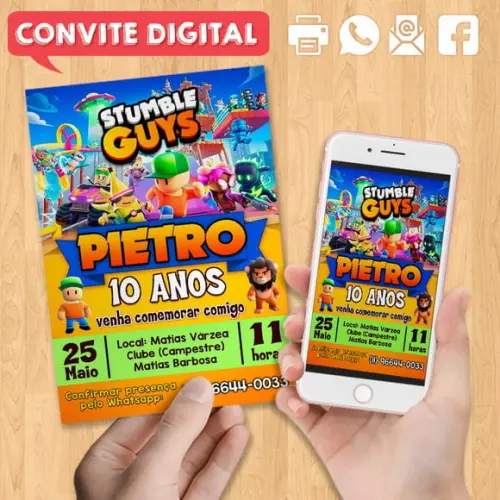 Convite Digital Aniversário Stumble Guys