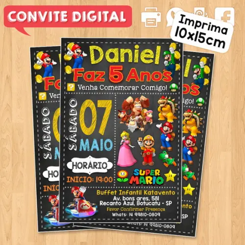 Convite Digital Aniversário Super Mario Bros