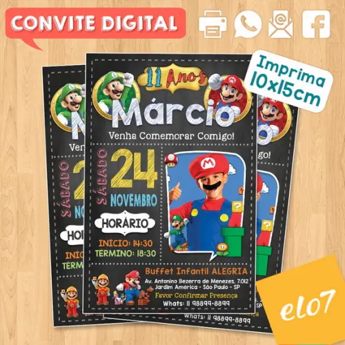 Convite Digital Aniversário Super Mario Bros