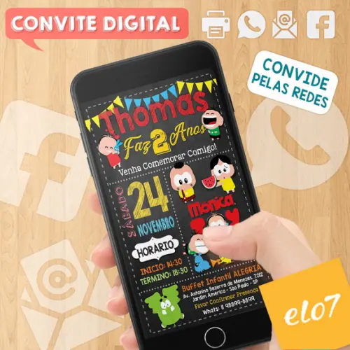 Convite Digital Aniversário Turma Da Monica Toys
