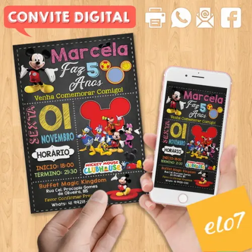 Convite Digital Aniversário Turma Do Mickey