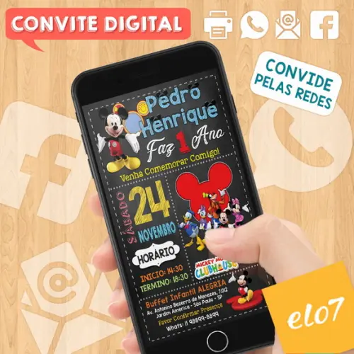 Convite Digital Aniversário Turma Do Mickey