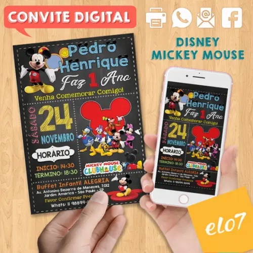 Convite Digital Aniversário Turma Do Mickey