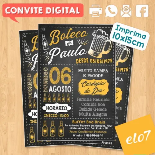 Convite Digital Festa Aniversário Boteco Do Paulo