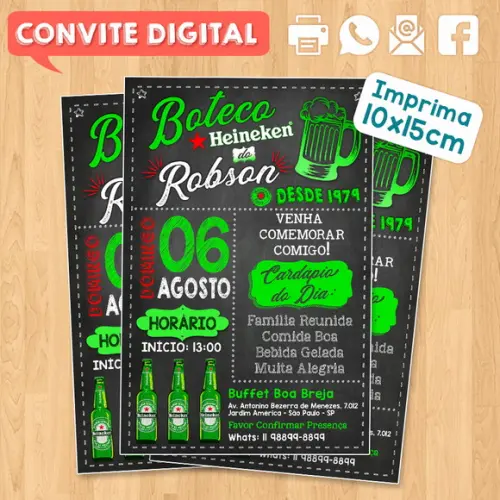 Convite Digital Festa Aniversário Boteco Verde Do Robson