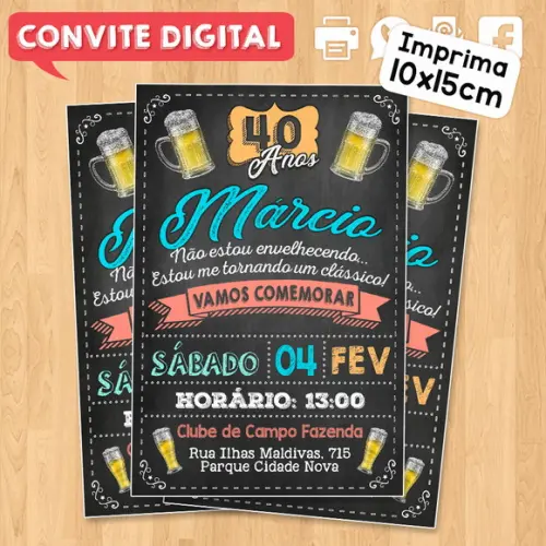 Convite Digital Festa de Aniversário 40 Anos