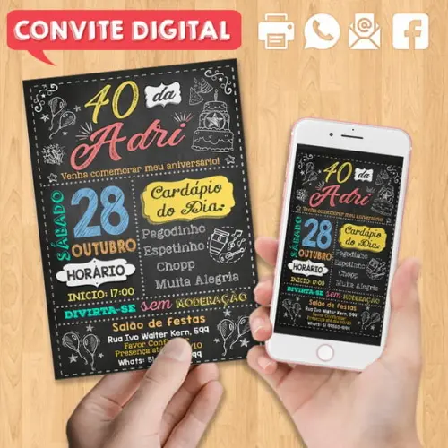 Convite Digital Festa de Aniversário 40 Anos