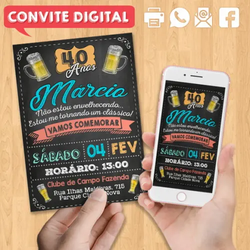 Convite Digital Festa de Aniversário 40 Anos