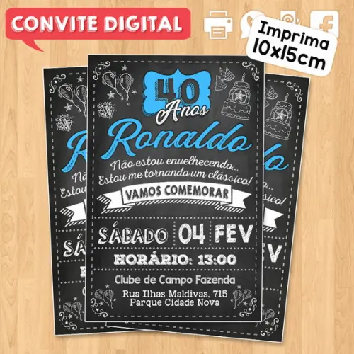 Convite Digital Festa de Aniversário 40 Anos