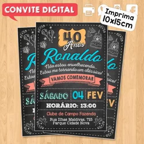 Convite Digital Festa de Aniversário 40 Anos