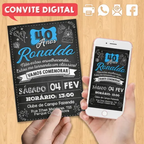 Convite Digital Festa de Aniversário 40 Anos