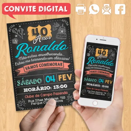 Convite Digital Festa de Aniversário 40 Anos