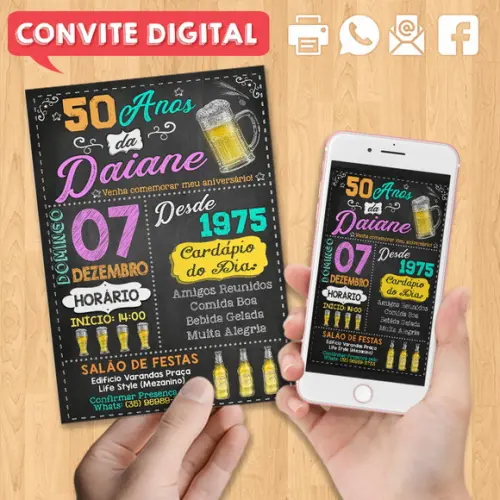 Convite Digital Festa de Aniversário 50 Anos