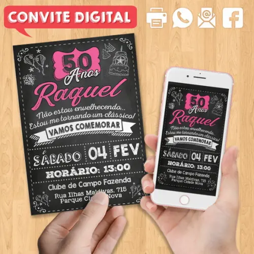 Convite Digital Festa de Aniversário 50 Anos