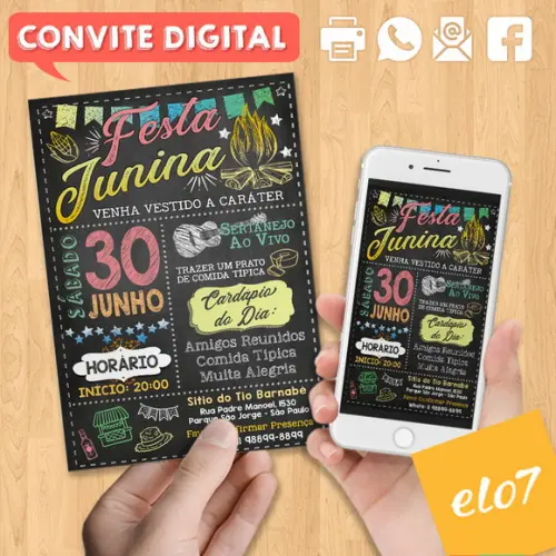 Convite Digital São João Arraial Festa Junina