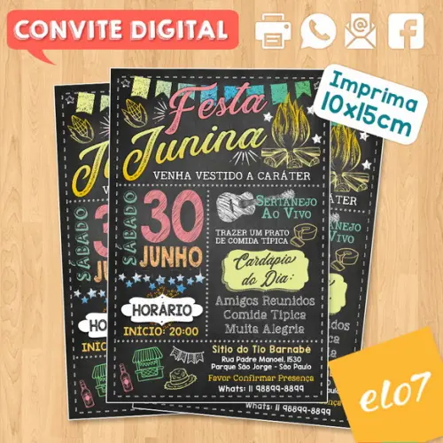 Convite Digital São João Arraial Festa Junina