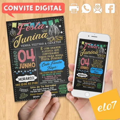 Convite Digital São João Arraial Festa Junina