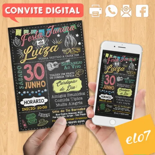 Convite Digital São João Arraial Festa Junina Da Luiza
