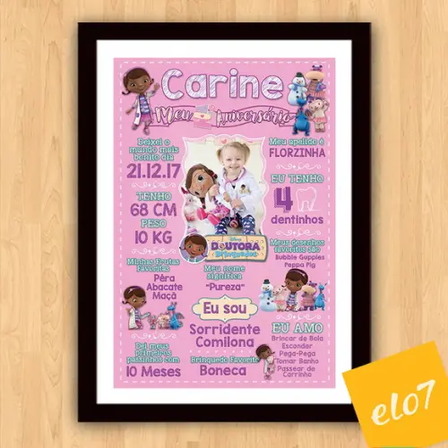 Poster Chalkboard Aniversário Dra. Brinquedos 30x42cm