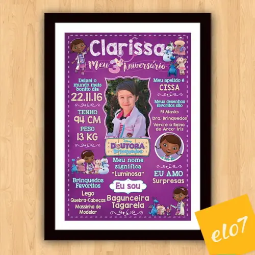 Poster Chalkboard Aniversário Dra. Brinquedos 30x42cm