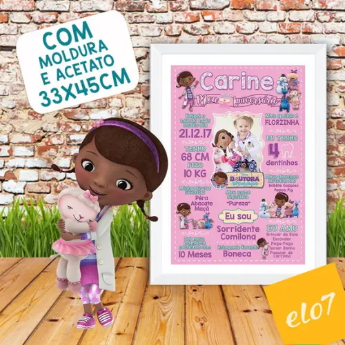 Poster Chalkboard Aniversário Dra. Brinquedos 30x42cm