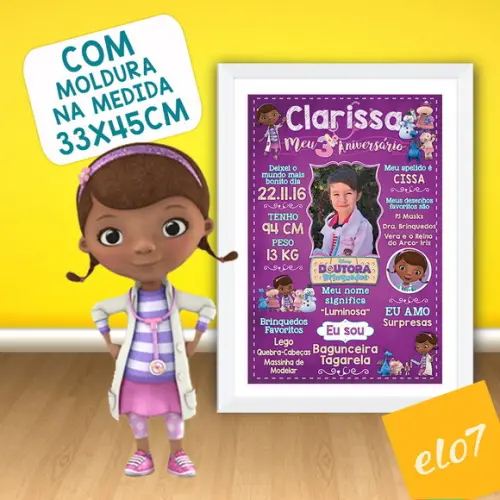 Poster Chalkboard Aniversário Dra. Brinquedos 30x42cm