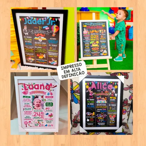 Poster Quadro Aniversário c/ Moldura Barbie 6 Anos 30x42cm