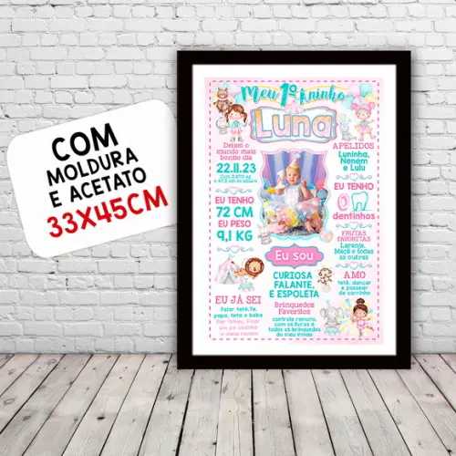 Poster Quadro Chalkboard Aniversário Circo Menina 30x42cm
