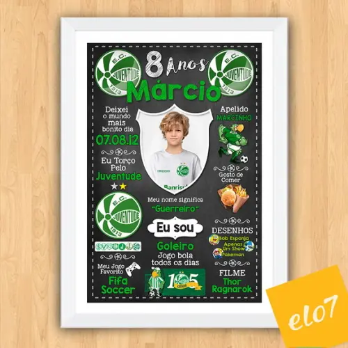 Quadro Chalkboard Aniversário Times De Futebol 30x42cm