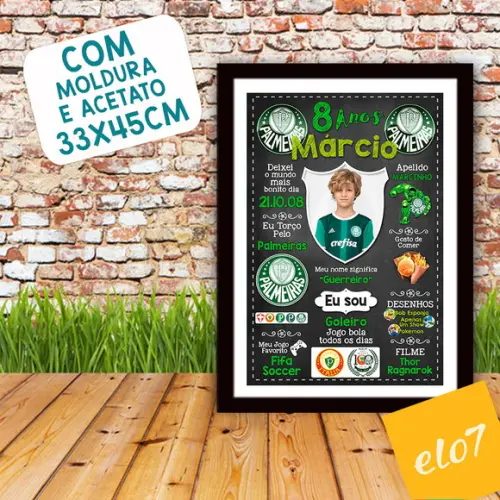 Quadro Chalkboard Aniversário Times De Futebol 30x42cm