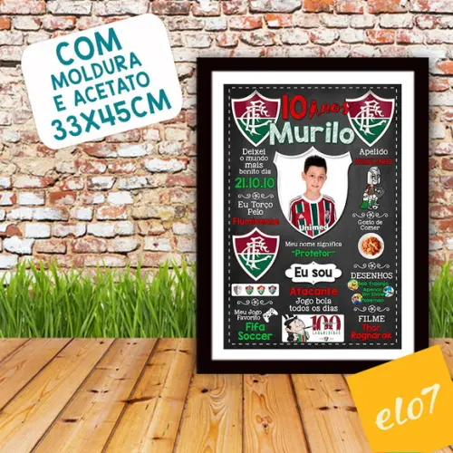 Quadro Chalkboard Aniversário Times De Futebol 30x42cm