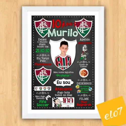 Quadro Chalkboard Aniversário Times De Futebol 30x42cm