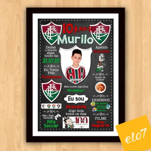 Quadro Chalkboard Aniversário Times De Futebol 30x42cm