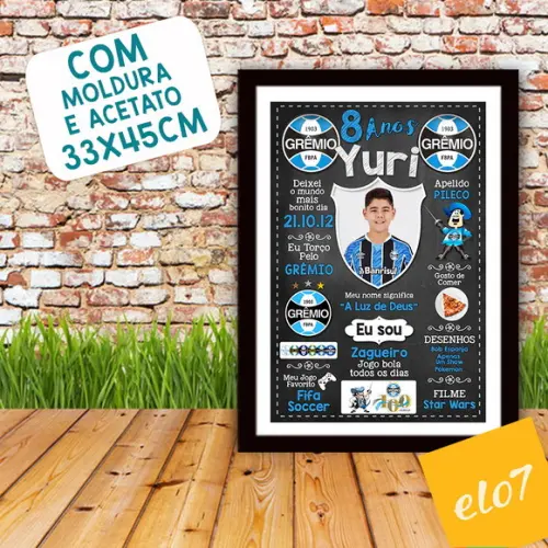 Quadro Chalkboard Aniversário Times De Futebol 30x42cm