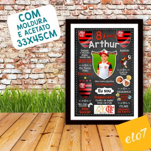 Quadro Chalkboard Aniversário Times De Futebol 30x42cm