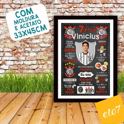 Quadro Chalkboard Aniversário Times De Futebol 30x42cm