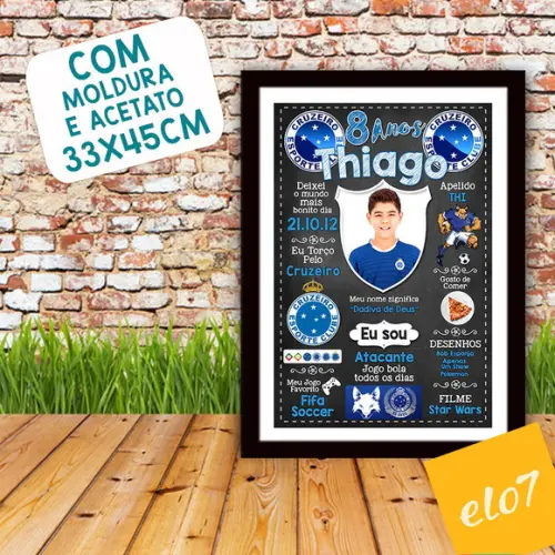 Quadro Chalkboard Aniversário Times De Futebol 30x42cm