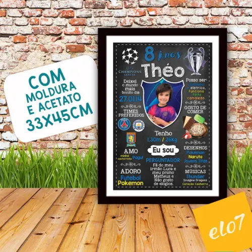 Quadro Chalkboard Aniversário Times De Futebol 30x42cm