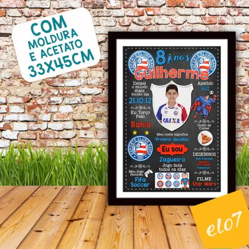 Quadro Chalkboard Aniversário Times De Futebol 30x42cm
