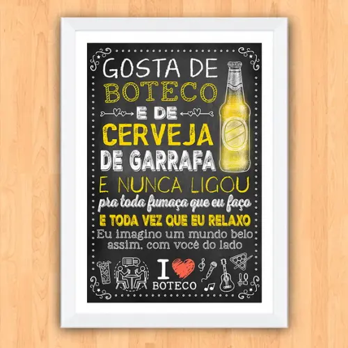 Quadro Pôster A3 c Moldura Cerveja de Garrafa 30x42cm